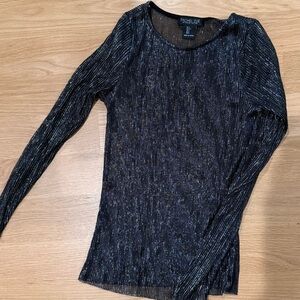 Rachel Zoe Shimmering Black Long Sleeve Top